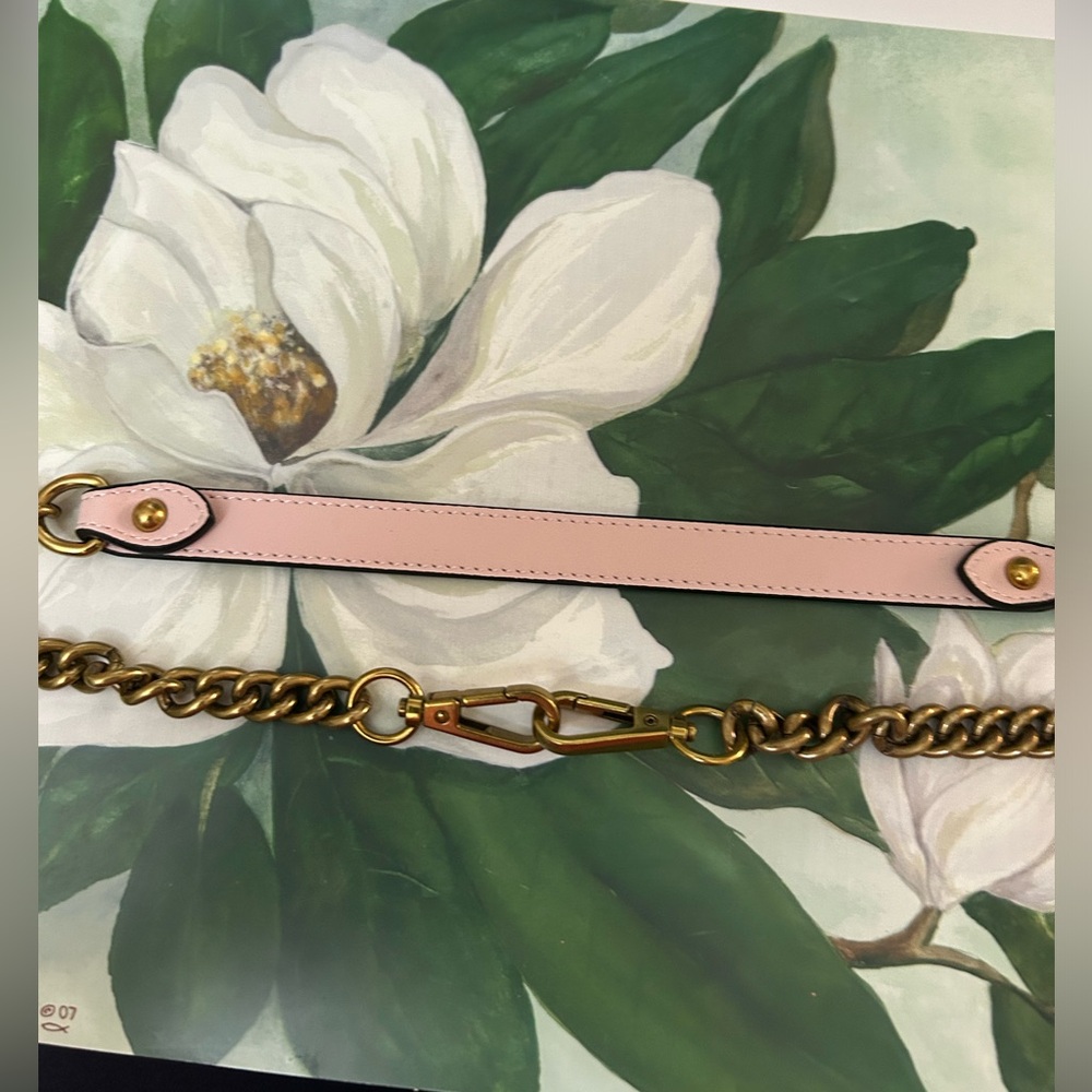Metal and Leather Pink Handbag Strap